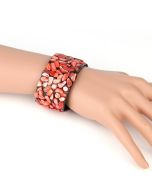 Beautifully Crafted Cuff Wristband, with Eye-Catching Agglomerated Stones