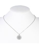 Contemporary Silver (White Gold) Tone Designer Necklace with Royal Crown Pendant and Sparkling Crystals