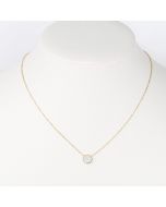 Contemporary Designer Necklace with Petite Arctic White Faux Mother-of-Pearl Circular Geometric Pendant
