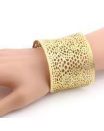 Stylish Gold Tone Cuff with Intricate Lace Cut Out Design