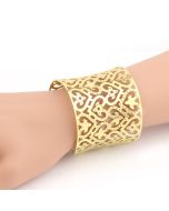 Stylish Gold Tone Cuff with Intricate Cut Out Design