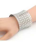 Sleek Silver Tone Cuff with Contemporary Cut Out Design