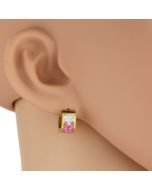 Stylish Gold Tone Huggie Earrings with Sparkling Crystals