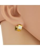 Gorgeous Gold Tone Huggie Earrings with Sparkling Crystals