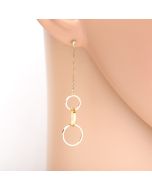 Trendy Gold Tone Designer Drop Earrings with Sparkling Crystals & Dangling Eternity Circles