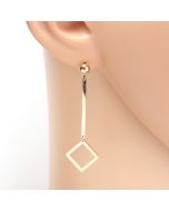 Contemporary Rose Gold Tone Designer Drop Geometric Earrings with Dangling Accent