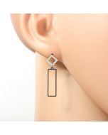 Stylish Silver Tone Designer Drop Earrings with Dangling Cut-Out Geometric Accent