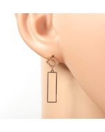 Stylish Rose Gold Tone Designer Drop Earrings with Dangling Cut-Out Geometric Accent