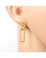 Stylish Gold Tone Designer Drop Earrings with Dangling Cut-Out Geometric Accent