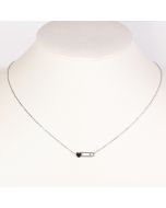 Stylish Silver Tone Designer Heart Pendant Necklace with Jet Black Inlay