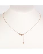 Simple & Endearing Rose Gold Tone Designer Floral Trio Necklace with Dangling Flower Accent