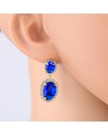 Breathtaking Faux Sapphire Drop Earrings with Dazzling Sparkling Crystals