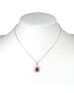 Brilliant Pear Shaped Faux Ruby Pendant with Dazzling Sparkling Crystals
