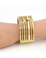 Sophisticated Multi-Layered Gold Tone Cuff Bangle Bracelet