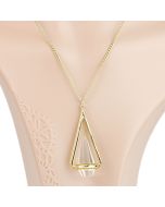 Contemporary Gold Tone Necklace with Facetted Crystal (Gold/Crystal)