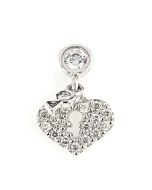 Delicate "Key to my Heart" Designer Earrings in Silver Tone with Sparkling Crystals (Silver Heart)