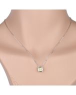 Stylish Silver Tone Designer Solitaire Necklace with Faux Canary Yellow Sapphire in a Bezel Setting