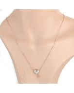 Delicate Rose Gold Tone Key-To-My-Heart Necklace with Embedded Sparkling Crystals (Rose Heart)