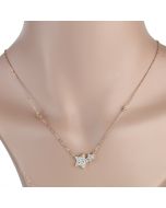 Delicate Rose Gold Tone Star & Moon Necklace with Embedded Sparkling Crystals (Rose Stars)