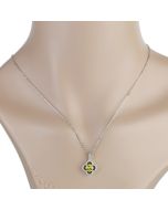 Silver Tone Solitaire Necklace with Canary Yellow Faux Sapphire and Twinkling Sparkling Crystals in a Clover Design (Canary Yellow Show Stopper)