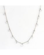 Delicate Silver Tone Designer Necklace with Dangling Sparkling Crystals (Dangling Sparkler)