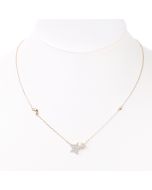 Delicate Gold Tone Star & Moon Necklace with Embedded Sparkling Crystals (Gold Stars)