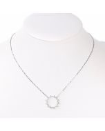 Gorgeous Silver (White Gold) Tone Designer Sun Burst Necklace with Sparkling Crystals (Silver Sunburst)