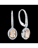 Designer Oval Amethyst & Diamond Halo Earrings