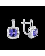 Stylish Designer Tanzanite & Diamond Halo Earrings