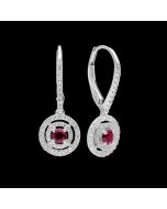 Designer "Circle of Blossoming Love" Diamond Halo & Ruby Earrings