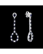 Exquisite Designer "Lover's Tear Drop" Diamond & Sapphire Dangle Earrings