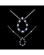 Designer "Lover's Tear Drop" Diamond & Sapphire Station Necklace