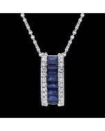 "Fall in Love" Designer Diamond & Sapphire Pendant Necklace
