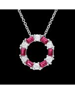 Designer "Circle of Love" Diamond & Ruby Pendant Necklace