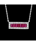 Delicate Designer Diamond & Ruby Pendant Necklace