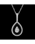 Captivating Jet Black and Diamond Multi Stone Designer Statement Pendant Necklace