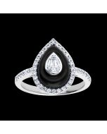 Captivating Jet Black and Diamond Multi Stone Designer Statement Ring 