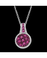 Designer Multi Stone Ruby & Diamond Halo Pendant Necklace