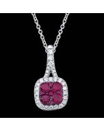 Designer Delicate Ruby & Diamond Pendant Necklace