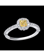 Striking Natural Canary Yellow Designer Diamond Ring with a Dazzling Halo Setting