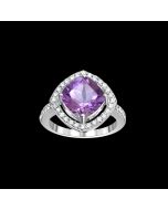 Designer Amethyst & Diamond Halo Ring