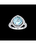 Designer Swiss Blue Topaz & Diamond Halo Ring