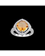 Designer Citrine & Diamond Halo Ring