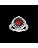 Designer Garnet & Diamond Halo Ring
