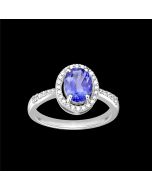 Designer Oval Tanzanite & Diamond Halo Ring