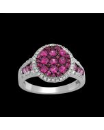 Designer Multi Stone Ruby & Diamond Halo Ring