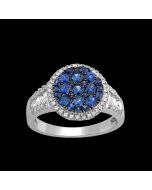 Designer Multi Stone Sapphire & Diamond Halo Ring