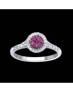 Designer Delicate Ruby with Diamond Halo Ring