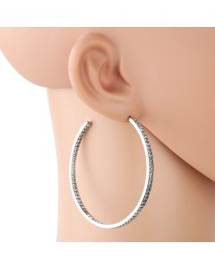 Eye-Catching Silver Tone Hoop Earrings (Approx. 6 cm Diameter) with Post Closure