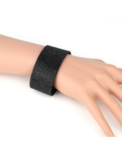 Beautifully Crafted Cuff Wristband, with Jet Black Textured Design